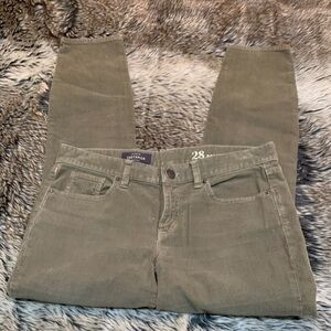 J crew toothpick corduroy pants size 28 ankle women green dark wash.